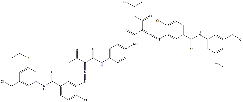 3,3'-[2-(1-Chloroethyl)-1,4-phenylenebis[iminocarbonyl(acetylmethylene)azo]]bis[N-[3-(chloromethyl)-5-ethoxyphenyl]-4-chlorobenzamide] Struktur