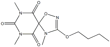 3-Butoxy-4,7,9-trimethyl-1-oxa-2,4,7,9-tetraazaspiro[4.5]dec-2-ene-6,8,10-trione Struktur