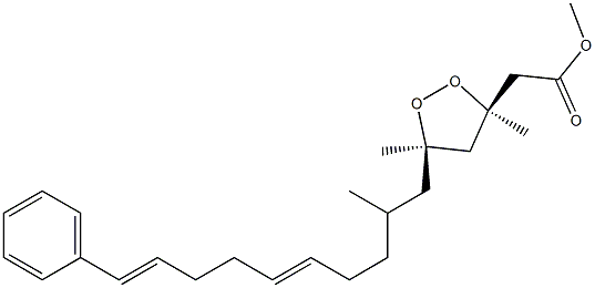 (3R,5R,10E,14E)-15-Phenyl-3,5,7-trimethyl-3,5-epidioxy-10,14-pentadecadienoic acid methyl ester Struktur