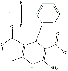 6-Amino-1,4-dihydro-2-methyl-5-nitro-4-[2-(trifluoromethyl)phenyl]nicotinic acid methyl ester Struktur