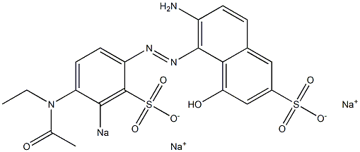 6-Amino-5-[[4-(N-acetyl-N-ethylamino)-3-sodiosulfophenyl]azo]-4-hydroxynaphthalene-2-sulfonic acid sodium salt Struktur