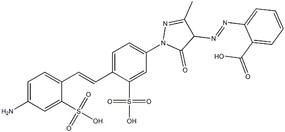 2-[1-[4-(4-Amino-2-sulfostyryl)-3-sulfophenyl]-3-methyl-5-oxo-2-pyrazolin-4-ylazo]benzoic acid Struktur