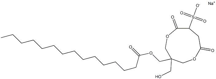 1-(1-Oxopentadecyloxymethyl)-1-(hydroxymethyl)-4,7-dioxo-3,8-dioxacyclononane-6-sulfonic acid sodium salt Struktur