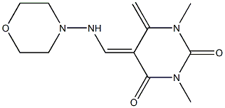 4,5-Dihydro-1,3-dimethyl-6-methylene-5-[(morpholino)aminomethylene]pyrimidine-2,4(1H,3H)-dione Struktur