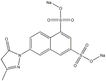 1-[5,7-Di(sodiosulfo)-2-naphtyl]-3-methyl-2-pyrazolin-5-one Struktur