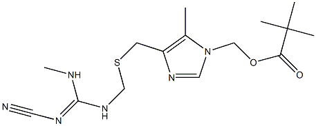 Pivalic acid [4-[[[(2-cyano-3-methylguanidino)methyl]thio]methyl]-5-methyl-1H-imidazol-1-yl]methyl ester Struktur