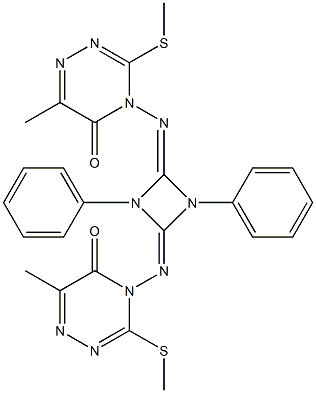 1,3-Diphenyl-2,4-bis[[(4,5-dihydro-6-methyl-3-methylthio-5-oxo-1,2,4-triazin)-4-yl]imino]-1,3-diazetidine Struktur