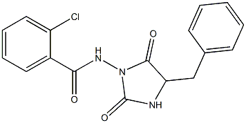 3-(2-Chlorobenzoylamino)-5-benzylimidazolidine-2,4-dione Struktur