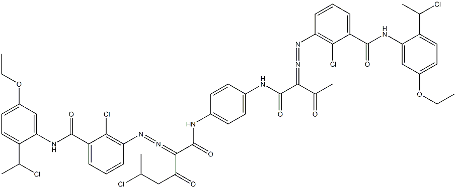 3,3'-[2-(1-Chloroethyl)-1,4-phenylenebis[iminocarbonyl(acetylmethylene)azo]]bis[N-[2-(1-chloroethyl)-5-ethoxyphenyl]-2-chlorobenzamide] Struktur