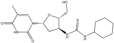 5-Methyl-3'-[[cyclohexylamino(thiocarbonyl)]amino]-2',3'-dideoxyuridine Struktur