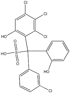 (3-Chlorophenyl)(2,3,4-trichloro-6-hydroxyphenyl)(2-hydroxyphenyl)methanesulfonic acid Struktur