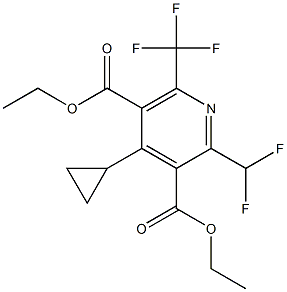 2-Difluoromethyl-6-(trifluoromethyl)-4-cyclopropylpyridine-3,5-dicarboxylic acid diethyl ester Struktur