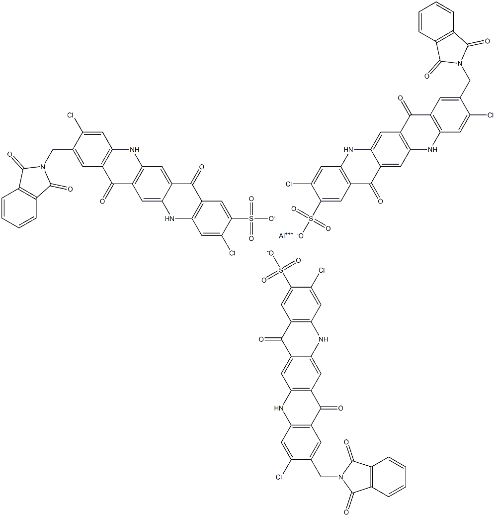 Tris[3,10-dichloro-9-[(1,3-dihydro-1,3-dioxo-2H-isoindol-2-yl)methyl]-5,7,12,14-tetrahydro-7,14-dioxoquino[2,3-b]acridine-2-sulfonic acid]aluminum salt Struktur