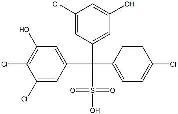 (4-Chlorophenyl)(3-chloro-5-hydroxyphenyl)(3,4-dichloro-5-hydroxyphenyl)methanesulfonic acid Struktur