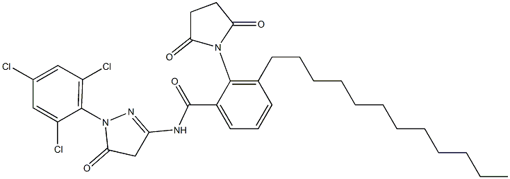 1-(2,4,6-Trichlorophenyl)-3-(3-dodecylsuccinimidobenzamido)-5-oxo-2-pyrazoline Struktur