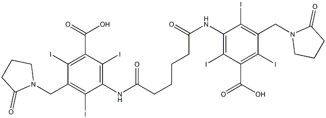 3,3'-(Adipoyldiimino)bis[5-[(2-oxo-1-pyrrolidinyl)methyl]-2,4,6-triiodobenzoic acid] Struktur