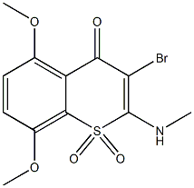 3-Bromo-5,8-dimethoxy-2-(methylamino)-4-oxo-4H-1-benzothiopyran 1,1-dioxide Struktur