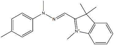 1,3,3-Trimethyl-2-[[2-methyl-2-(4-methylphenyl)hydrazono]methyl]-3H-indolium Struktur