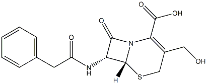 (6R,7R)-7-(Phenylacetyl)amino-3-hydroxymethyl-8-oxo-5-thia-1-azabicyclo[4.2.0]oct-2-ene-2-carboxylic acid Struktur