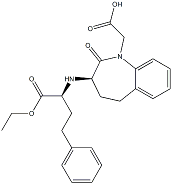 (2S)-4-Phenyl-2-[[[(3R)-2,3,4,5-tetrahydro-2-oxo-1-(hydroxycarbonylmethyl)-1H-1-benzazepin]-3-yl]amino]butyric acid ethyl ester Struktur