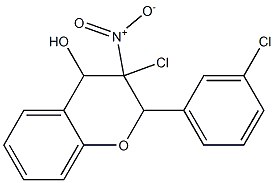 3-Chloro-3,4-dihydro-4-hydroxy-3-nitro-2-(3-chlorophenyl)-2H-1-benzopyran Struktur