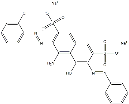 4-Amino-3-[(2-chlorophenyl)azo]-5-hydroxy-6-(phenylazo)naphthalene-2,7-disulfonic acid disodium salt Struktur