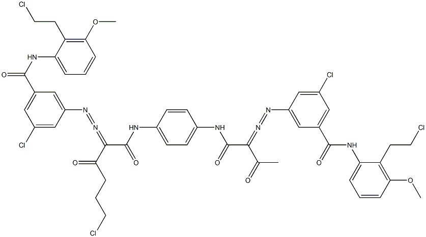 3,3'-[2-(2-Chloroethyl)-1,4-phenylenebis[iminocarbonyl(acetylmethylene)azo]]bis[N-[2-(2-chloroethyl)-3-methoxyphenyl]-5-chlorobenzamide] Struktur