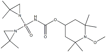 N-[Bis(2,2-dimethyl-1-aziridinyl)phosphinyl]carbamic acid 1-methoxy-2,2,6,6-tetramethyl-4-piperidyl ester Struktur