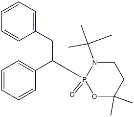 3-tert-Butyl-3,4,5,6-tetrahydro-6,6-dimethyl-2-(1,2-diphenylethyl)-2H-1,3,2-oxazaphosphorin-2-one Struktur