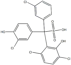 (3-Chlorophenyl)(3-chloro-4-hydroxyphenyl)(2,5-dichloro-6-hydroxyphenyl)methanesulfonic acid Struktur