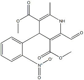 4-(2-Nitrophenyl)-2-formyl-6-methyl-1,4-dihydropyridine-3,5-dicarboxylic acid dimethyl ester Struktur