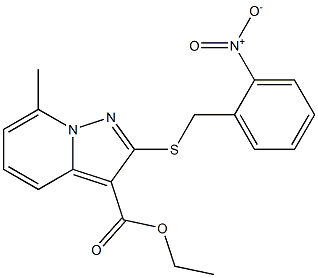 2-[[(2-Nitrophenyl)methyl]thio]-7-methylpyrazolo[1,5-a]pyridine-3-carboxylic acid ethyl ester Struktur