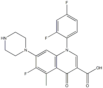 1-(2,4-Difluorophenyl)-6-fluoro-1,4-dihydro-5-methyl-4-oxo-7-(1-piperazinyl)quinoline-3-carboxylic acid Struktur