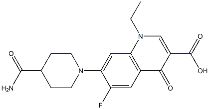 1,4-Dihydro-1-ethyl-6-fluoro-7-(4-carbamoylpiperidin-1-yl)-4-oxoquinoline-3-carboxylic acid Struktur