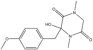 1,4-Dimethyl-2-hydroxy-2-(4-methoxybenzyl)piperazine-3,6-dione Struktur