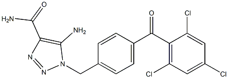 5-Amino-1-[4-(2,4,6-trichlorobenzoyl)benzyl]-1H-1,2,3-triazole-4-carboxamide Struktur