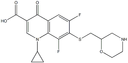 7-[(Morpholin-2-yl)methyl]thio-1-cyclopropyl-6,8-difluoro-1,4-dihydro-4-oxoquinoline-3-carboxylic acid Struktur