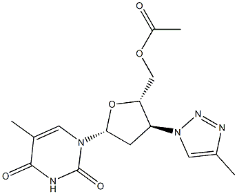 5'-O-Acetyl-3'-(4-methyl-1H-1,2,3-triazol-1-yl)-3'-deoxythymidine Struktur