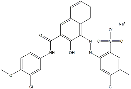 4-Chloro-3-methyl-6-[[3-[[(3-chloro-4-methoxyphenyl)amino]carbonyl]-2-hydroxy-1-naphtyl]azo]benzenesulfonic acid sodium salt Struktur