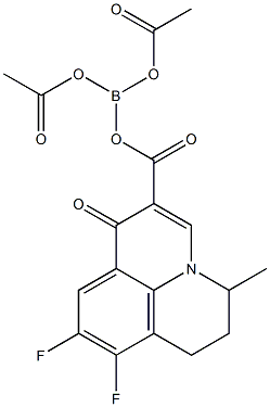 7,8-Difluoro-5,6-dihydro-4-methyl-1-oxo-4H-3a-aza-1H-phenalene-2-carboxylic acid diacetoxyboryl ester Struktur