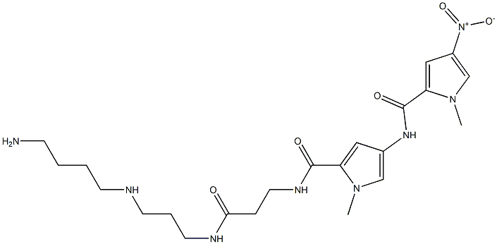 4-[[4-Nitro-1-methyl-1H-pyrrol-2-yl]carbonylamino]-N-[3-[[3-[(4-aminobutyl)amino]propyl]amino]-3-oxopropyl]-1-methyl-1H-pyrrole-2-carboxamide Struktur