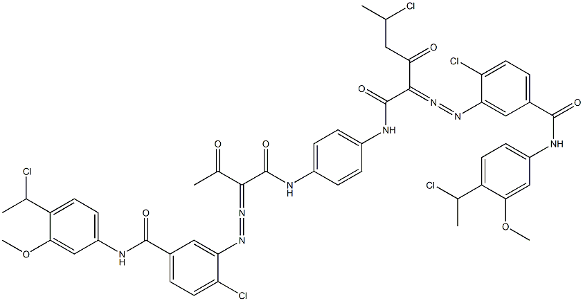 3,3'-[2-(1-Chloroethyl)-1,4-phenylenebis[iminocarbonyl(acetylmethylene)azo]]bis[N-[4-(1-chloroethyl)-3-methoxyphenyl]-4-chlorobenzamide] Struktur