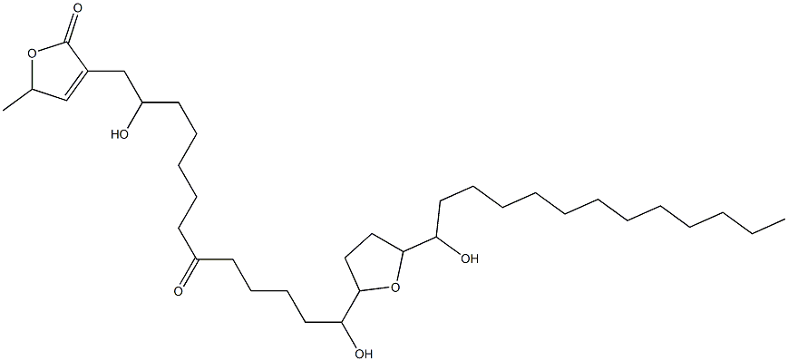 5-Methyl-3-[2,13-dihydroxy-8-oxo-13-[[tetrahydro-5-(1-hydroxytridecyl)furan]-2-yl]tridecyl]-2(5H)-furanone Struktur