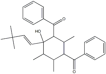 2,4-Dibenzoyl-3,5,6-trimethyl-1-[(E)-3,3-dimethyl-1-butenyl]-1-cyclohexanol Struktur