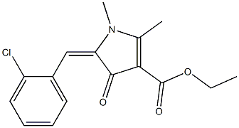 1,2-Dimethyl-4-oxo-5-(2-chlorobenzylidene)-2-pyrroline-3-carboxylic acid ethyl ester Struktur