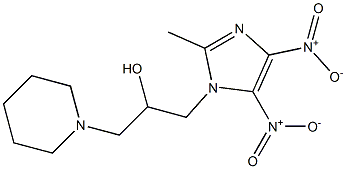 2-Methyl-5-nitro-4-nitro-1-(3-piperidino-2-hydroxypropyl)-1H-imidazole Struktur