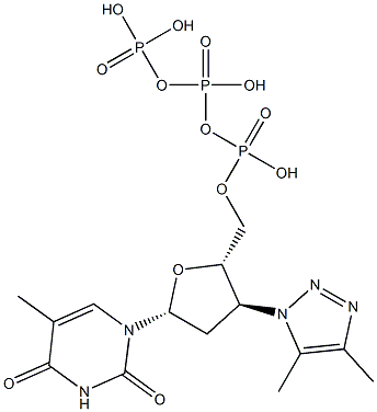 3'-(4,5-Dimethyl-1H-1,2,3-triazol-1-yl)-3'-deoxythymidine 5'-triphosphoric acid Struktur