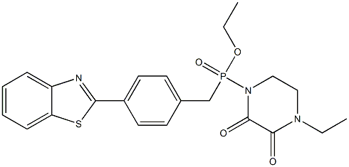 [4-(2-Benzothiazolyl)benzyl](4-ethyl-2,3-dioxo-1-piperazinyl)phosphinic acid ethyl ester Struktur