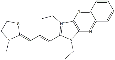 1,3-Diethyl-2-[3-(3-methyl-2-thiazolidinylidene)-1-propenyl]-1H-imidazo[4,5-b]quinoxalin-3-ium Struktur