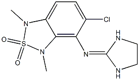 1,3-Dihydro-1,3-dimethyl-5-chloro-4-(imidazolidin-2-ylideneamino)-2,1,3-benzothiadiazole 2,2-dioxide Struktur